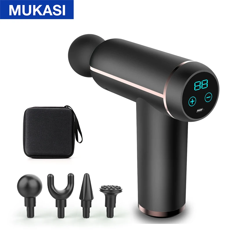 MUKASI LCD Display Massage Gun Portable Percussion Pistol Massager For Body Neck Deep Tissue Muscle Relaxation Gout Pain Relief 25