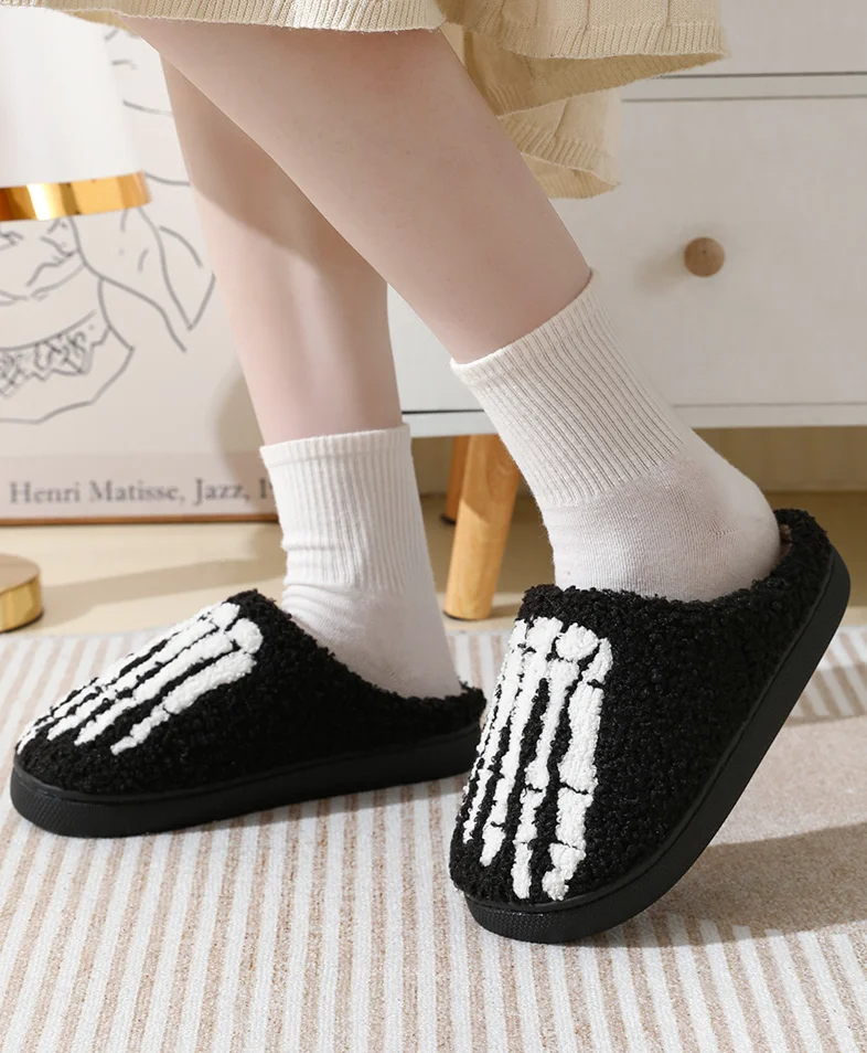 New Halloween Ghost Hand Cartoon Warm Winter for Men and Women Couples Home Indoor Cotton Slippers_voghion.com