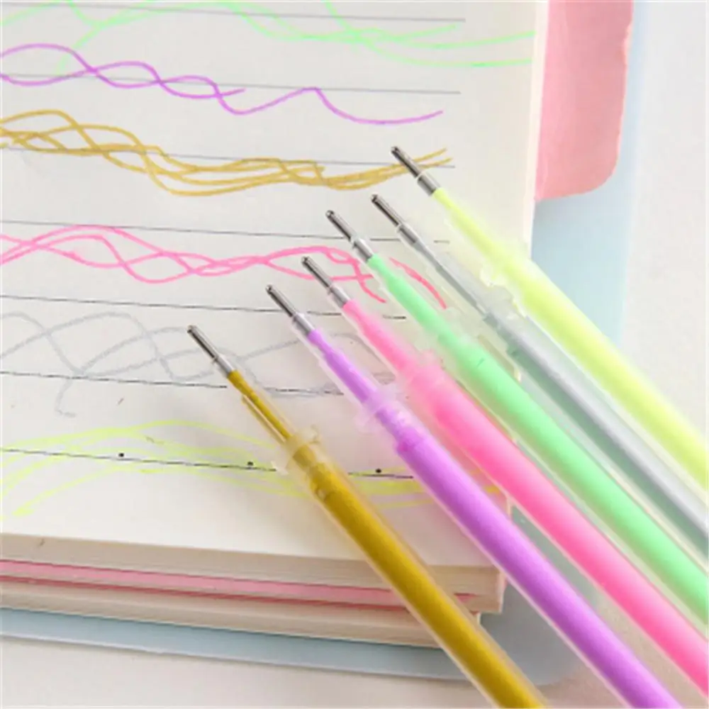 12/24/36/48/100Pcs Multicolor 1mm Writing Painting Gel Pen Replaceable Refills School Supplies Student Stationery Accessory