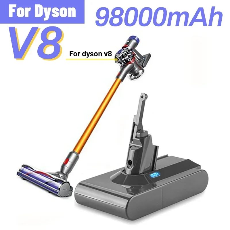 Spedizione Gratuita Dyson - Batterie De Remplacement Pour Aspirateur À Main Dyson V8 21.6V 98000Mah Sans Fil