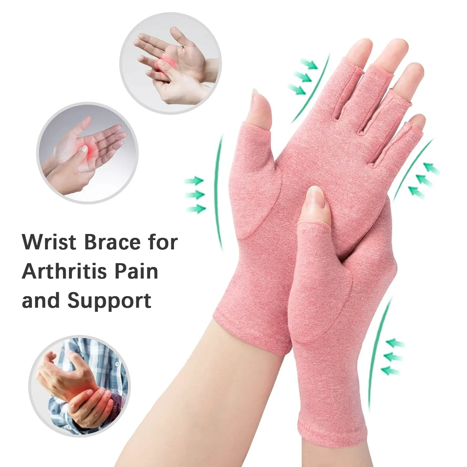 Arthritis Gloves - Men&Women Fingerless Compression Wrap for Hand Pain&Osteoarthritis - for Arthritic Joint Symptom Relief 5
