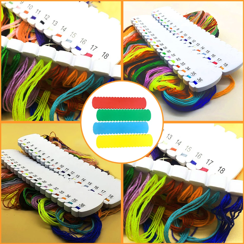 Description Picture 6 of item4-12pc Cross Stitch Row Line Board Craft Storage Holder Embroidery Thread Organizer Winding Board for Sewing Needlework Knitting