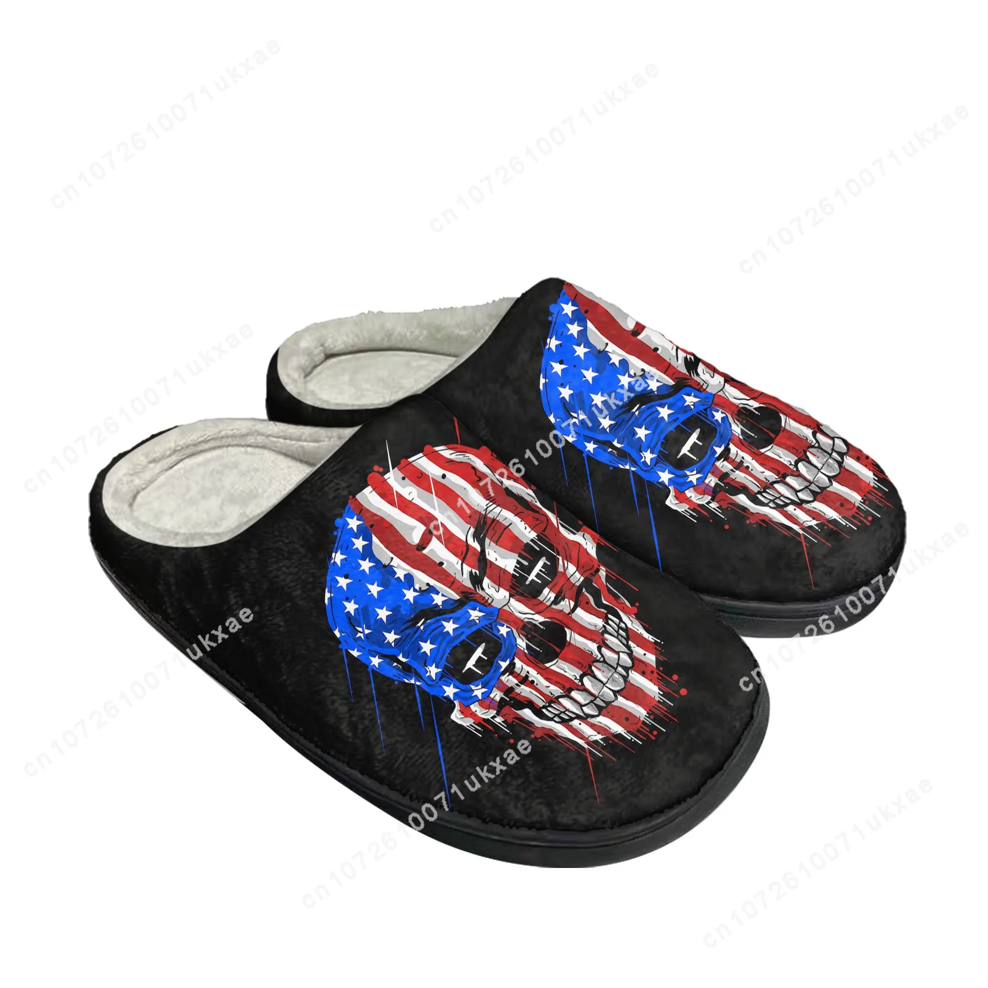 

SKull PAisley Gothic Goth Punk Home Cotton Slippers Mens Womens Plush Bedroom Casual Keep Warm Shoes Indoor Customized Shoe