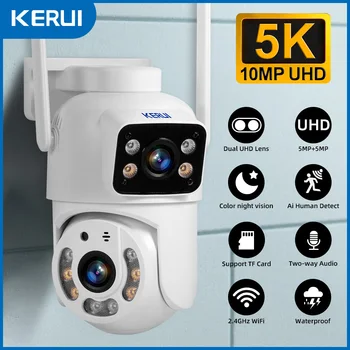 KERUI HD 10MP 5K PTZ Wifi IP Camera Dual Lens Dual Screen Wireless Outdoor CCTV Audio Video Surveillance Camera 1