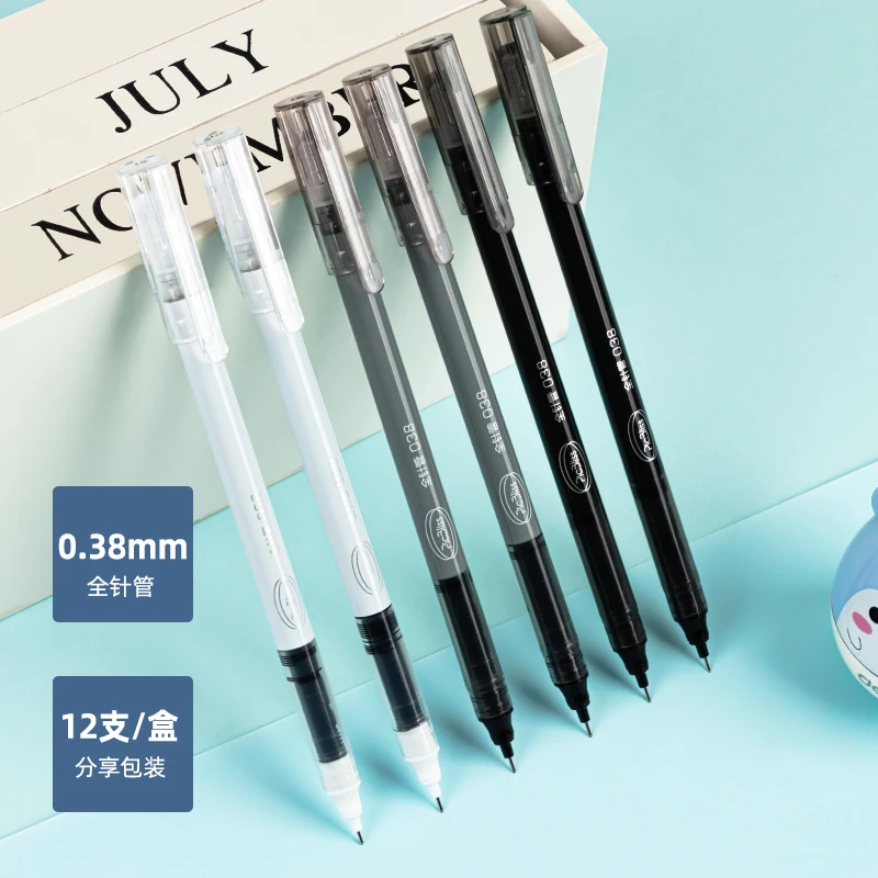 Deli 0.38mm Black Ink Straight Liquid Ballpoint Pen Office Pen Signing Pen School Supplies Pen High-quality Pen Stationery 6pcs set deli 9524 metal binder clips 38mm for paper pictures crafts hanging art clamp office supplies stationery