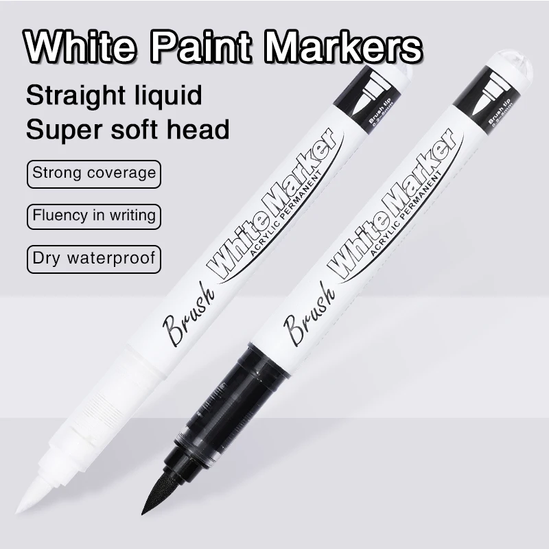 3/6/10Pcs Straight liquid White Marker Paint Pens Brush Acrylic White Permanent Marker for Drawing Rock Painting Stone Ceramic 5