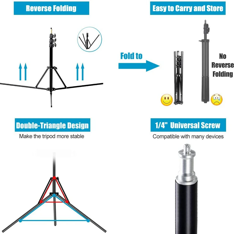Description Picture 5 of itemNAGNAHZ 78'' Photographic Lighting Tripod Aluminum Alloy Foldable Portable Light Stand Photography Camera Flash Mount Brackets