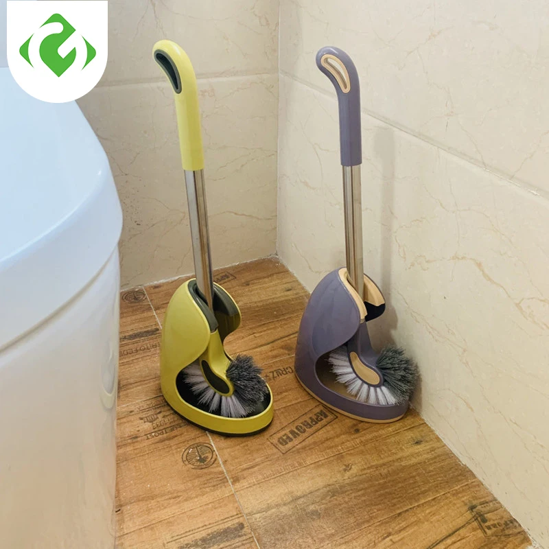 

Toilet Brush Water Leak Proof With Base Silicone Toilet Flat Head Flexible Soft Bristle Brush with Quick Drying Holder Set