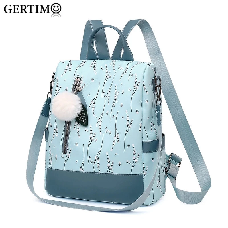 

Women's Anti-theft Flower Printing Street Backpacks Fashion Travel Large Capacity Shoulder knapsack Bag Teenager Girls Rucksack