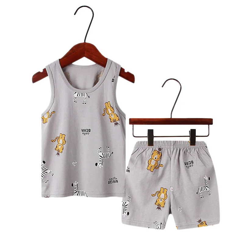 Kids Clothes Girls Child Vest Short 2pcs Cotton Cartoon Clothing Set for Boys 2 4 6 8 10 Years Children Kids Tracksuit Outfit disney clothing sets