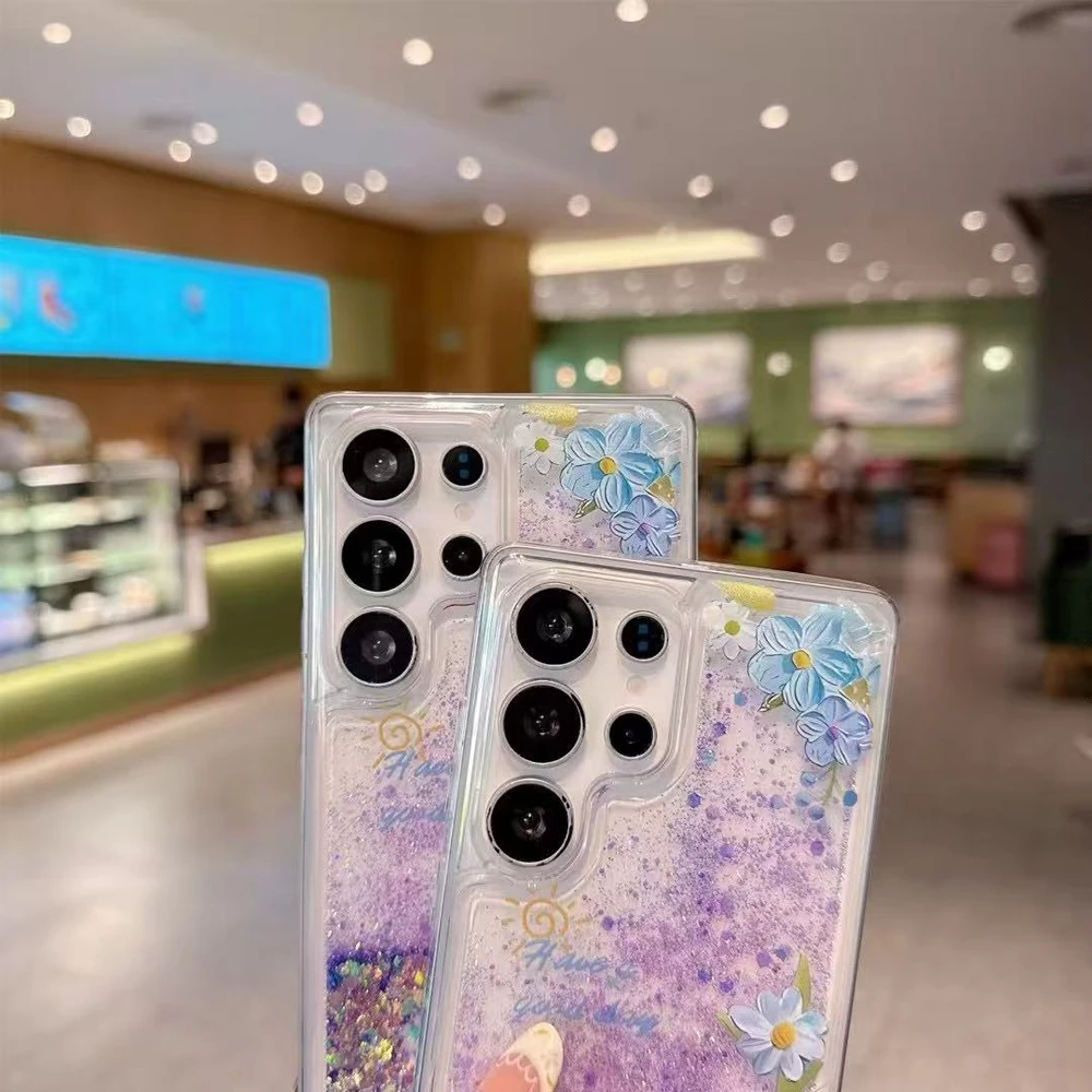 Luminous Sequins Glitter Quicksand Flower Bling Clear TPU Case