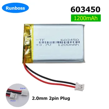 603450 리튬 폴리머 충전식 배터리, JST PH 2.0mm 2 핀, GPS DVD 모바일 비디오 게임 패드, 전자 책, 3.7V, 1200mAh, 1-10 개