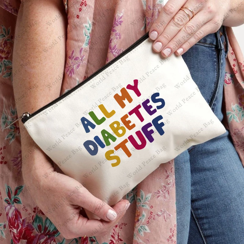 1Pc All My Diabetes Stuff Travel Cosmetic Bag Funny Diabetic Supplies Bag Gifts for Diabetic Emergency Patient Grandma Grandpa M 5