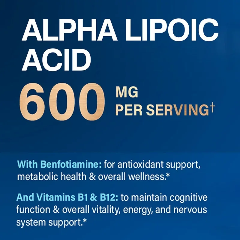 Alpha Lipoic Acid Capsules for Nerve Energy & Metabolism Support Promotes Cardiovascular Health Antioxidant