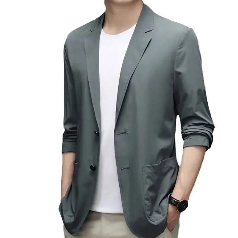 Casual Business Fashion Suit Jacket Autumn Slim Fit Western Style Men's Clothes For Middle-aged Men Smooths Silhouette