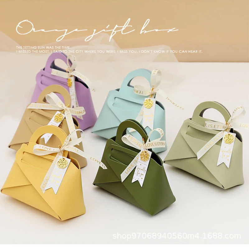 Leather Favour Bag With Scarf For Wedding Party Easter Decoration Baby Shower Ramadan Eid Mubarak Candy Cosmetics Gift Packaging