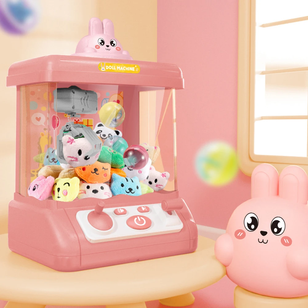 Automatic Dolls Clip Machine USB Charging Claw Catch Toy Machines with Music & Light Strong Grip Kids Birthday Gifts 3