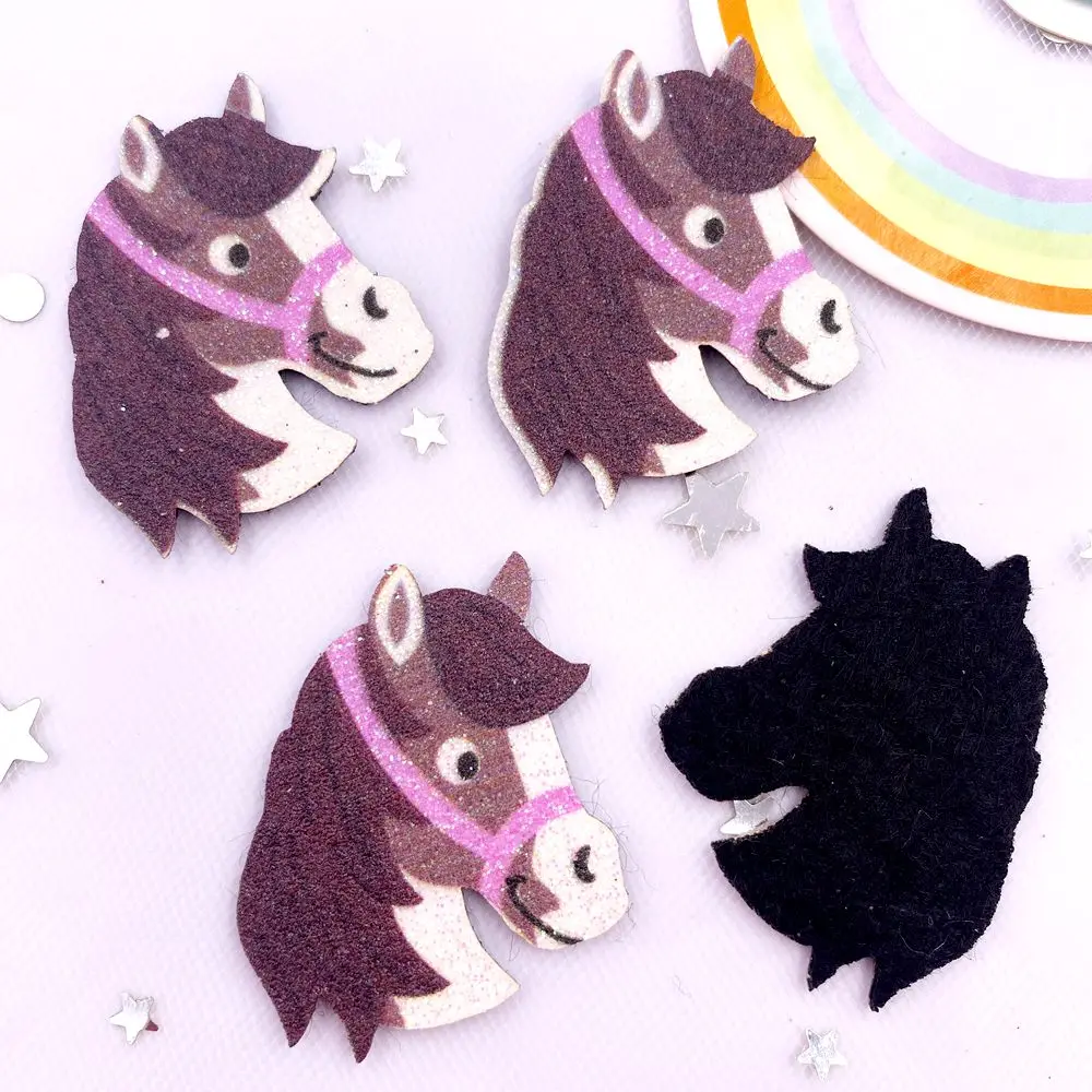 Description Picture 4 of item10pcs Glitter Felt Fabric Nonwovens Colorful exquisite Horse Applique DIY Sewing Patch Halloween Decor Supplie Accessorie Craft