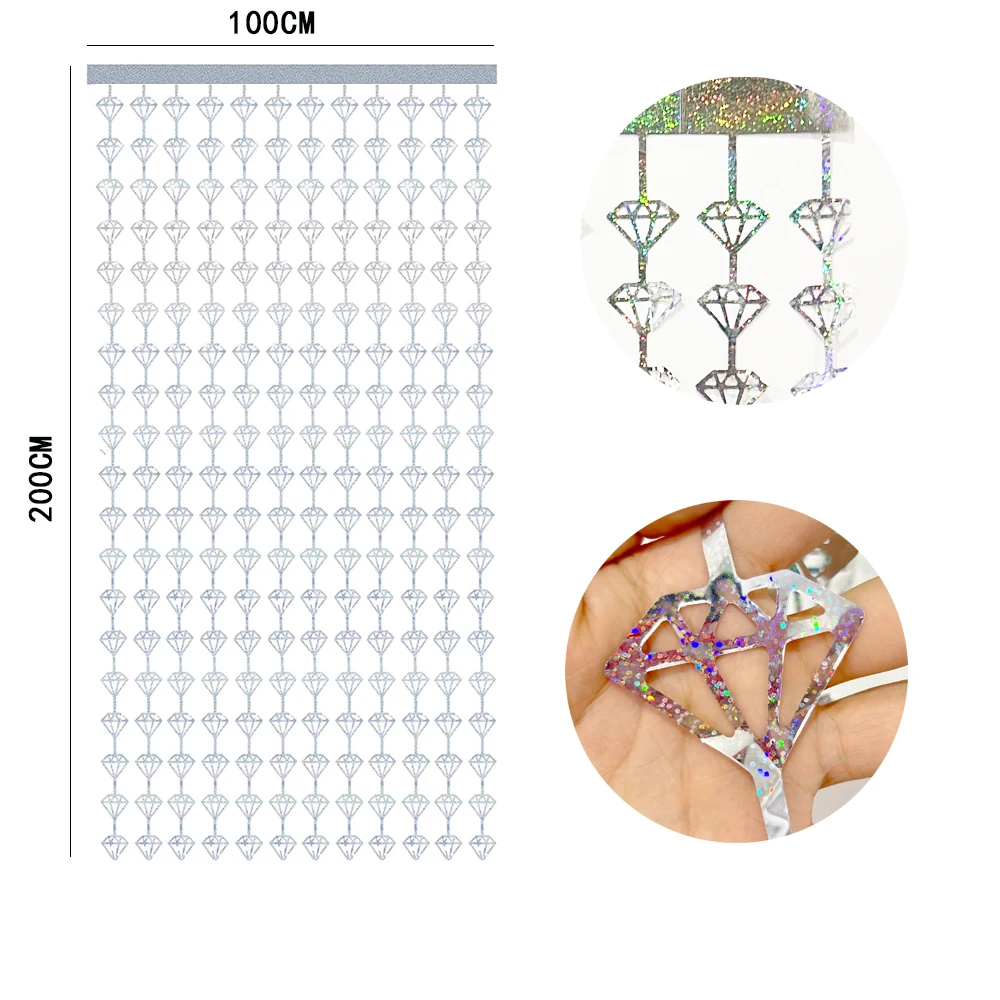 2 Pièces 1 M X 2 M Rideau à Franges En Fil Métallique Rouge