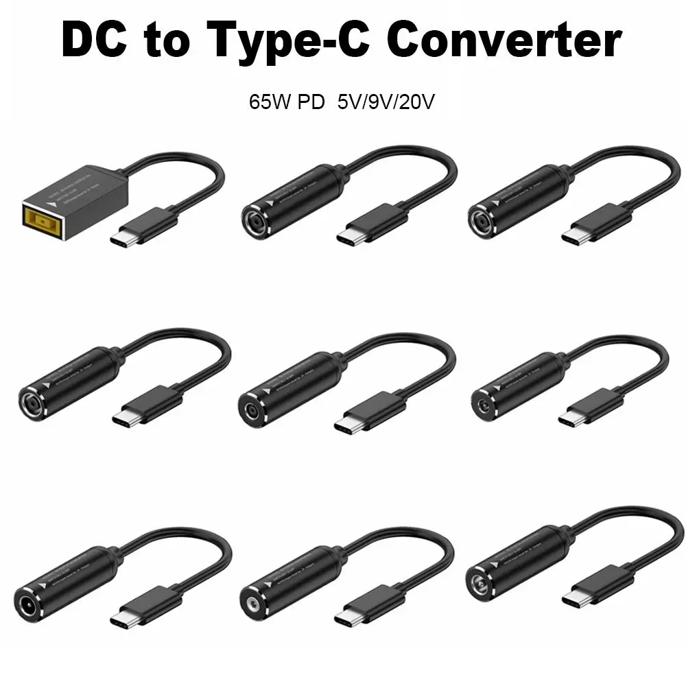 

DC to Type-C Converter PD 65W Power Adapter 5.5X2.5 7.4X5.0 4.5X3.0mm Laptop Charger USB C Connector for Xiaomi/Samsung/Lenovo