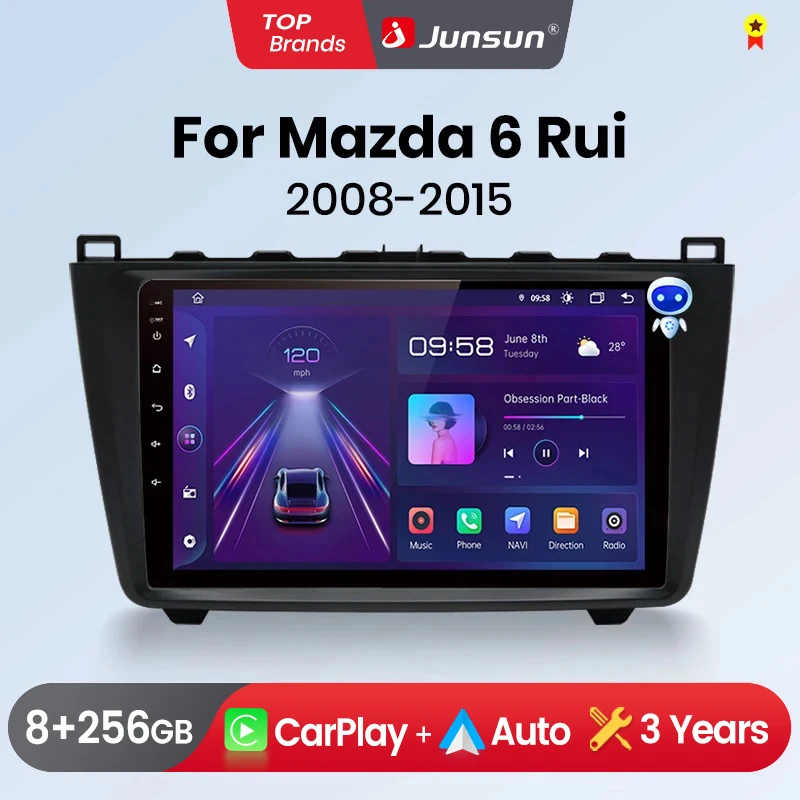 Junsun CarPlay Android Auto car radio for Mazda 6 Rui GH GPS intelligent systems stereo multimedia car radio