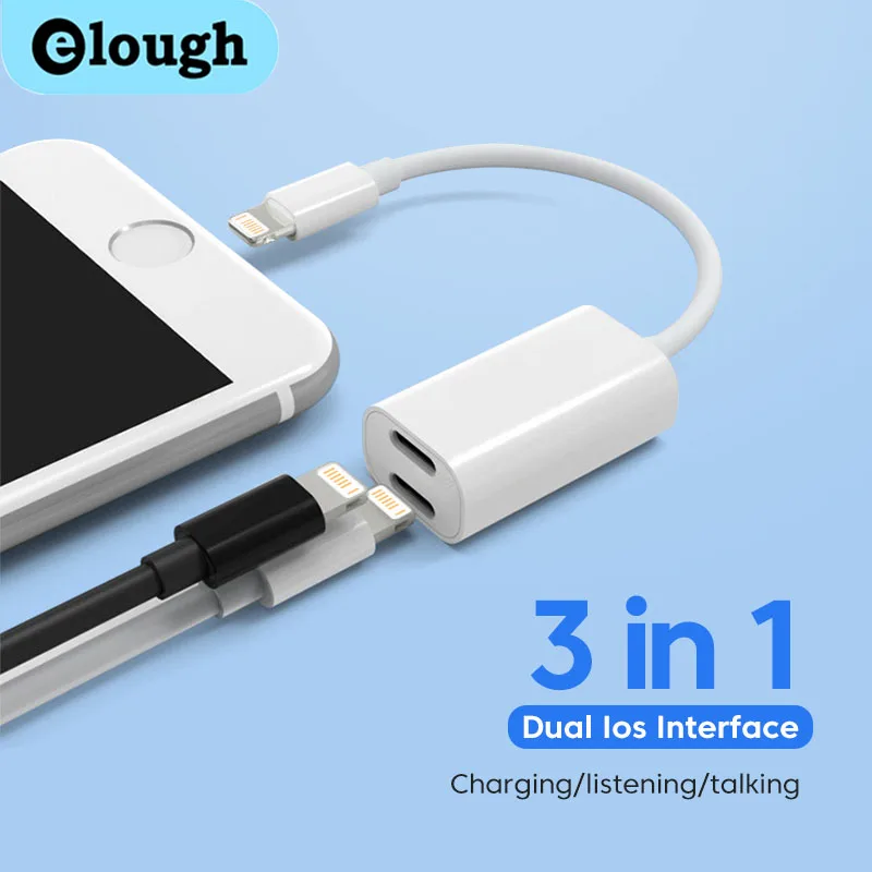 

For Lighting Headphone Adapter For iPhone 11 12 13 14 Pro Max Audio Splitter Adapter iOS 3 in 1 Lighting Adapter For iPhone