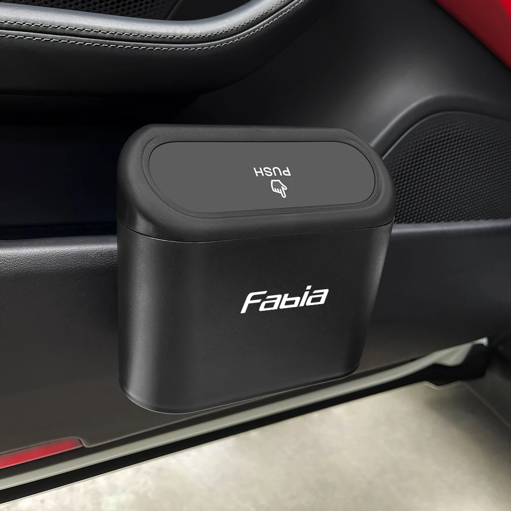 Car Trash Bin Hanging Garbage Dust Case Plastic Trash Storage Can Auto Interior Accessories For Skoda Fabia 1 2 3 MK1 MK2 MK3