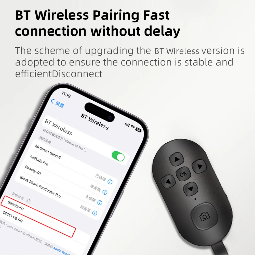 Camera Remote Shutter Button Camera Remote Shutter Release 7 Keys Bluetooth Remote Controller Button Cell Phone Selfie Shutter Release Tik Tok e-book Page Turning Wireless Controller