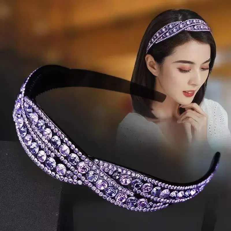 8 Colors Non-slip Winding Rhinestone Headband Hairbands For Women Crystal Hairband Hair Band Hair Accessories For Girl