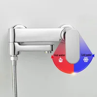 ก๊อกน้ำอ่างอาบน้ำแบบฝักบัวสีขาว หัวน้ำแบบน้ำตก พร้อมฝักบัวมือ  ก๊อกผสมน้ำร้อนน้ำเย็น สีดำ สีเทา 4