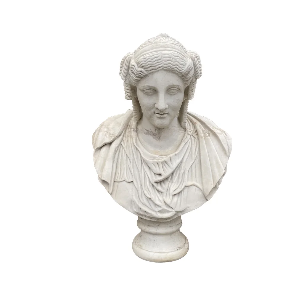 Weiße Marmorskulptur, Büste, griechische mythologische Figur, römischer Kunststil, handgefertigt