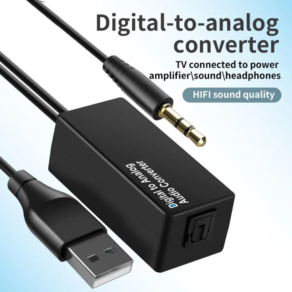 

D15 Audio Converter Cord Black Audio AUX Cable Wide Application Useful DAC Coaxial Optical Fiber 3.5mm Converter for TV