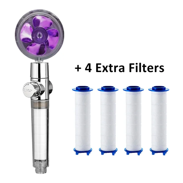 Propeller Shower Head High Pressure Set 360 Rotate With1 Free Water Filter Golden Fan Turbocharge Pure Rainfall Helix Eco Shower P Extra Filter