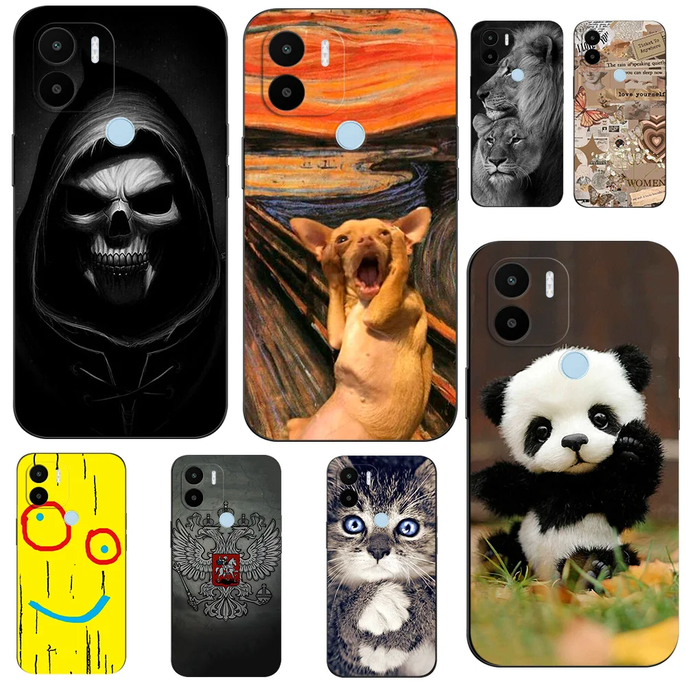 Per Xiaomi Redmi A1 A2 Plus Custodia Per Telefono Custodia Morbida In Silicone Nero Tpu Per Auto Fiore Gatto Divertente