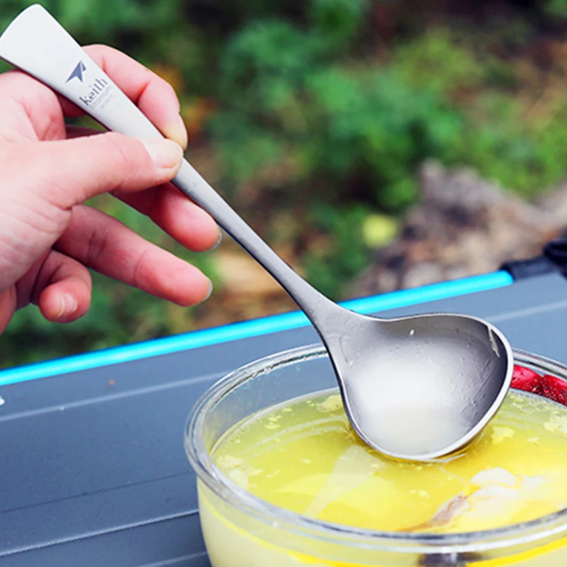 

Keith Titanium Soup Spoon Camping Titanium Useful Utensil Cutlery Outdoor Lightweight Portable Flatware Large Capacity Ti8706