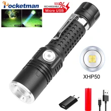 

Portable Brightest XHP50 LED Flashlight 3 Modes USB Rechargeable Waterproof Torch Outdoor Hunting Skiing Camping with Pen Clip