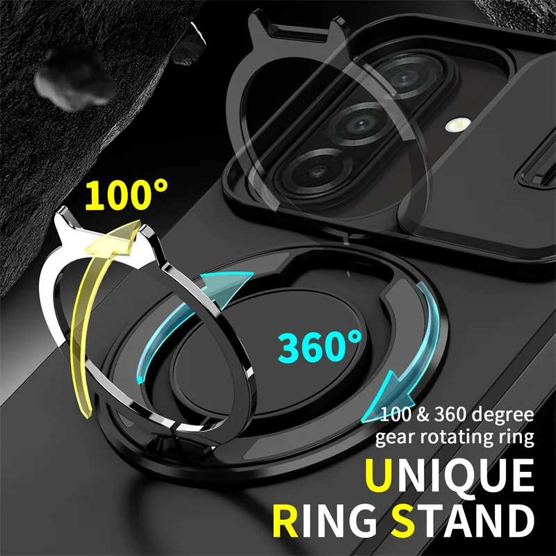 Luxury Magnetic Bracket Armor Phone Case with Slide Camera Protection