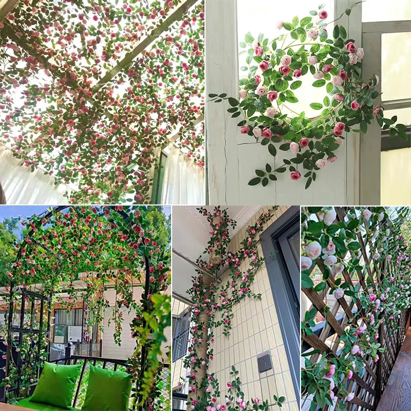 Artificial Rose Vine Bouquet - 80cm Decorative Hanging Rattan Accent for Home and Wedding Decor