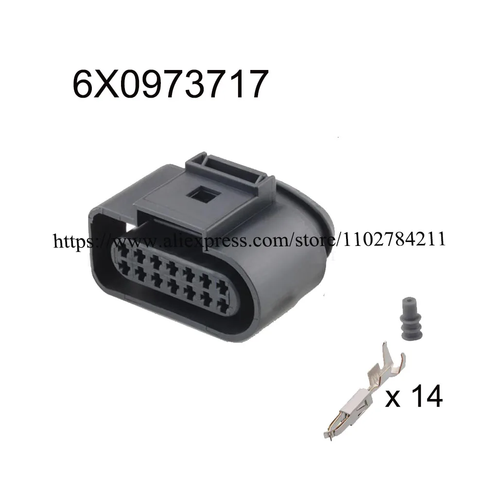 100Set 6X0973717 automotive Waterproof male female wire connector terminal plug 14 pin socket rubber seal