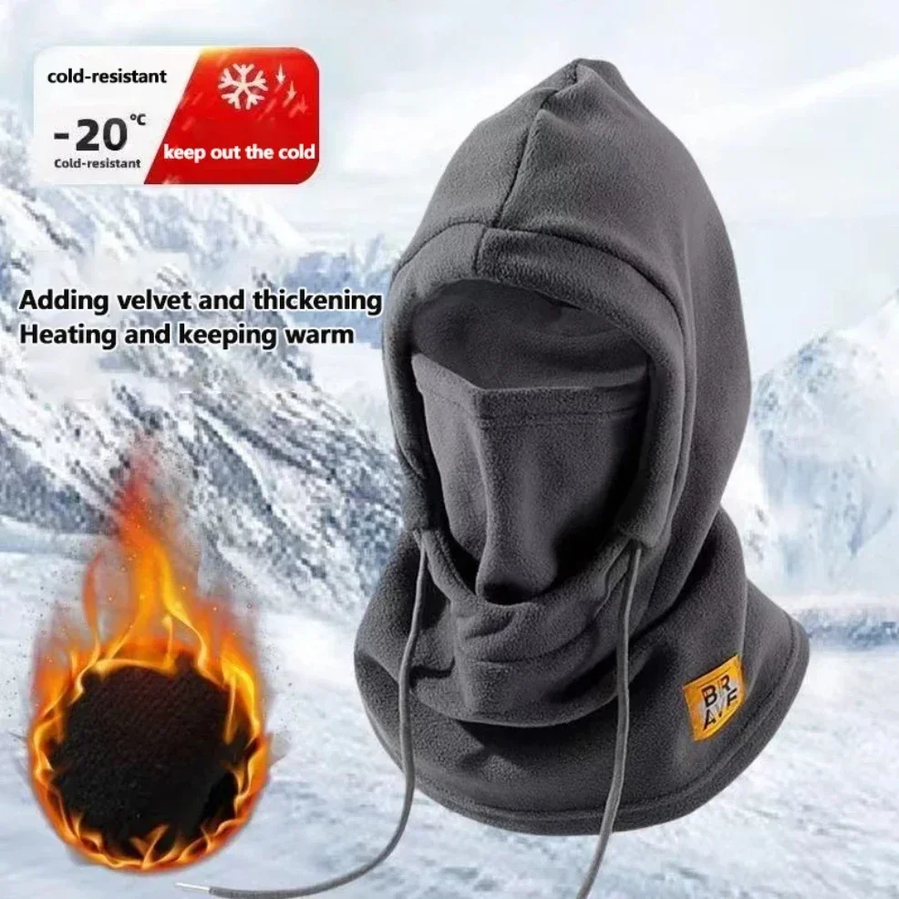 Unisex Winter Balaclava Knit Hood - Windproof Mask with Drawstring, Motorcycle Riding Headgea Warm Knitted Cap Cold Weather