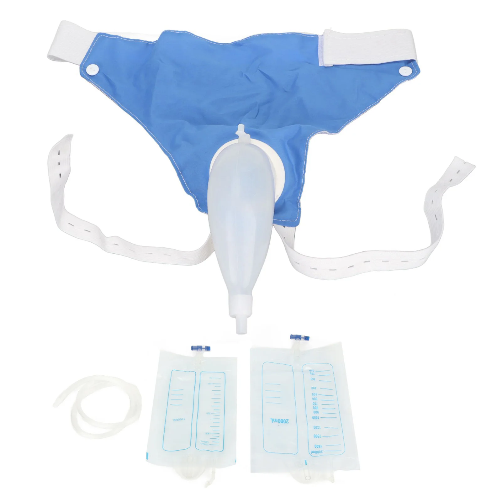 Male Urine Collector Wearable Urine Drainage Bag Silicone 1000ML 2000ML for Incontinence Bedridden