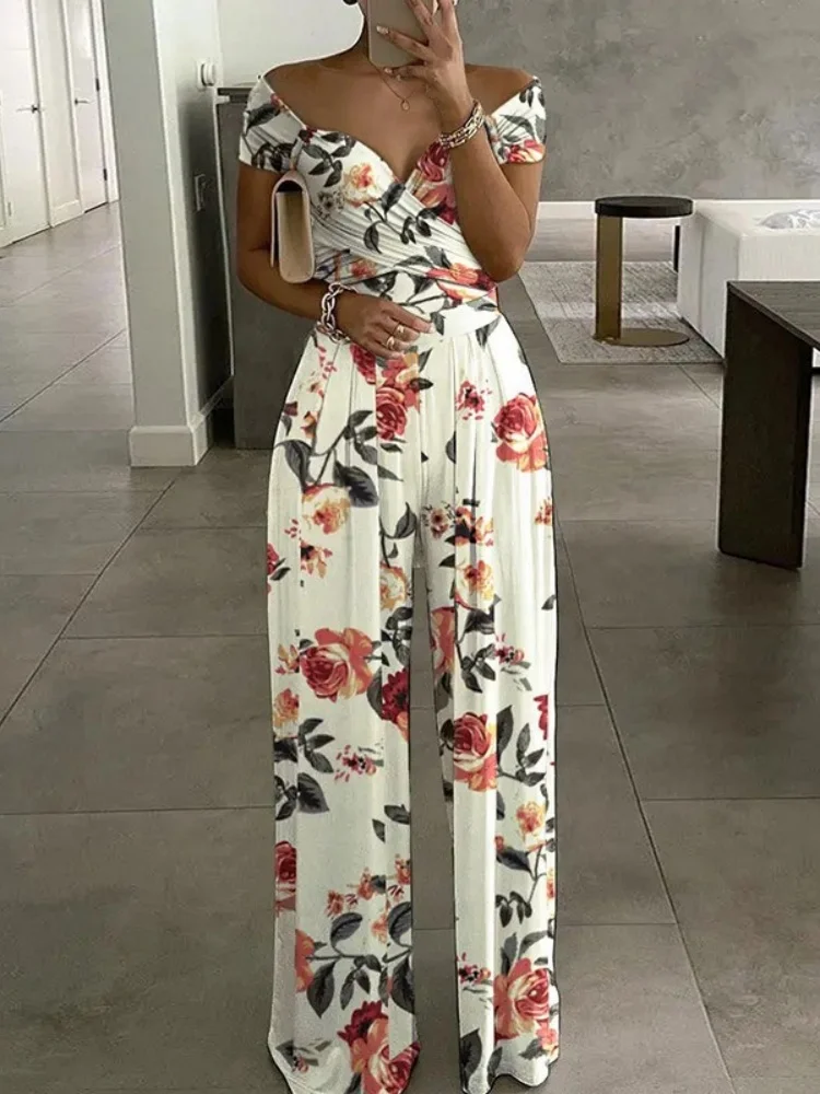 Wmstar Jumpsuits Women Wholesale Commuter Shoulder Printed Trousers Sexy High Waisted One Pieces Clearance Sales Summer  2025