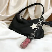 Custom Name Metal Star Butterfly Lipstick Bag Keychain Stainless Steel Net Pocket Interchangeable Lip Balm Key Chain Accessories 3