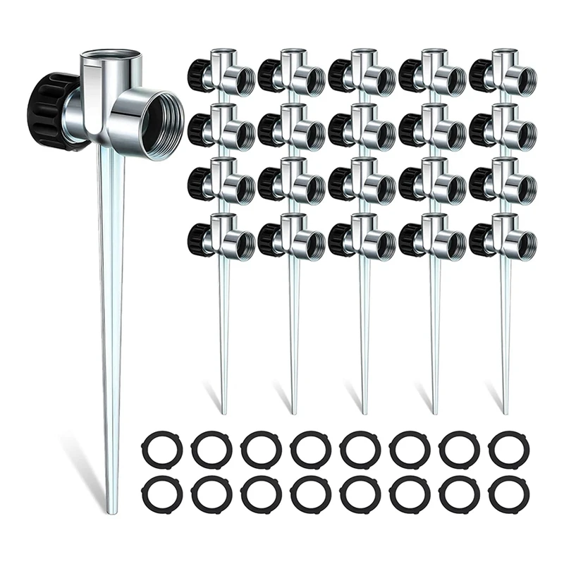 

HOT SALE 30 Pack 1/2 Inch Sprinkler Spike Base Zinc Flow Thru Lawn Watering Sprinkler For Lawn And Garden Sprinklers