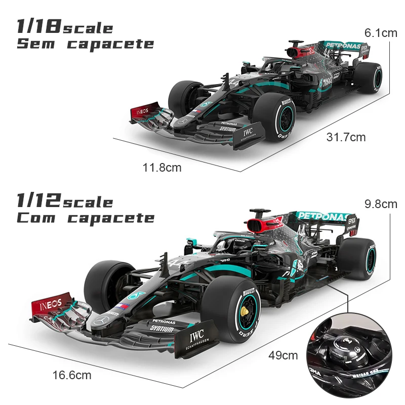 RC카 장난감 1/18 메르세데스-AMG F1 W11 44 해밀턴 EQ 퍼포먼스 팀 레이싱 포뮬러 자동차 모델, 페라리 F138 원격 제어 1/12