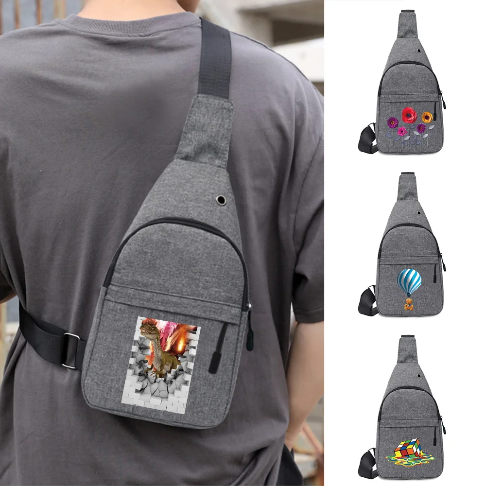 Men\'s Shoulder Bag Canvas Sport Crossbody Trend Outdoor Chest Bag for Men Daily Picnic Travel Package Mobile Phone Chest Bag