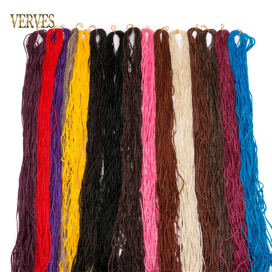 VERVES Synthetic Small Box Braids 32 Inch Braiding Hair Crochet Braid 25 Strands/Pcs Hair Extensions Bulk braid Pink Blonde Grey