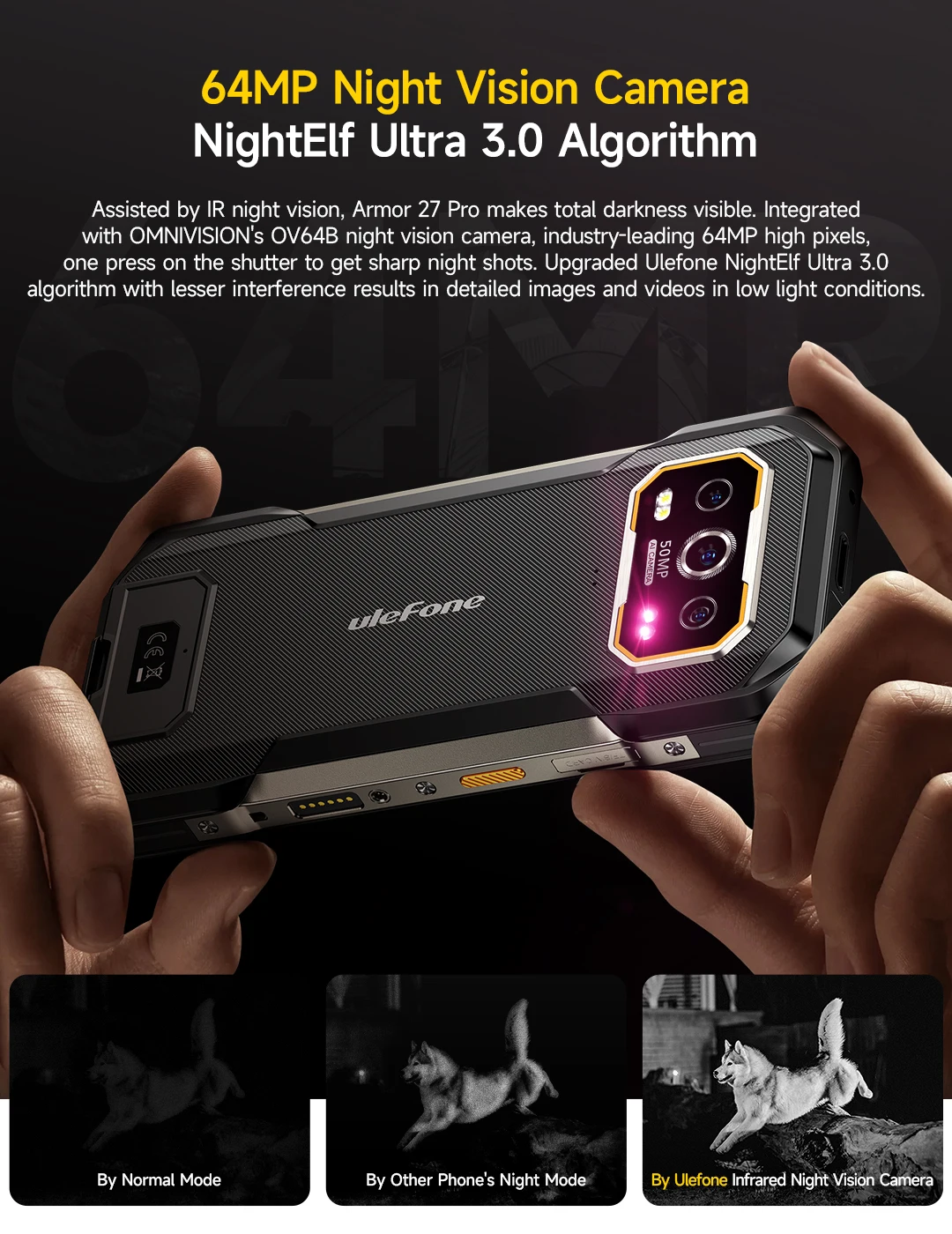 Ulefone Armor 27 Pro 5G 10600mAh Smartphone 50MP Camera 64MP Night Android 14 Rugged Phone Up to 24GB+256GB NFC Waterproof Phone