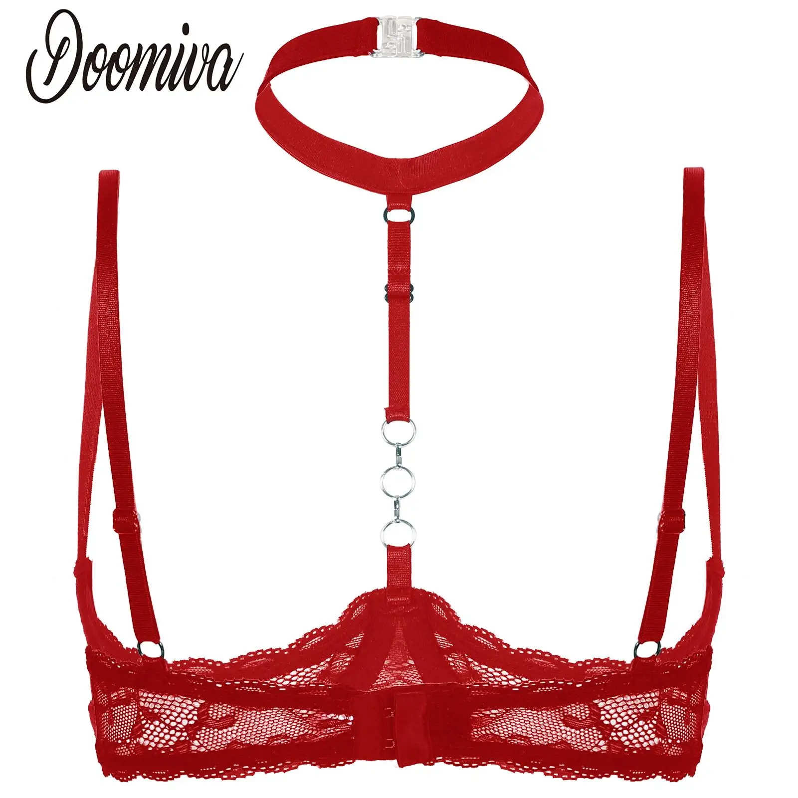 

Womens Sexy Half Cup Bras Open Nipple Cups Lingerie Bra Top See-through Sheer Floral Lace Underwired Bralette for Females