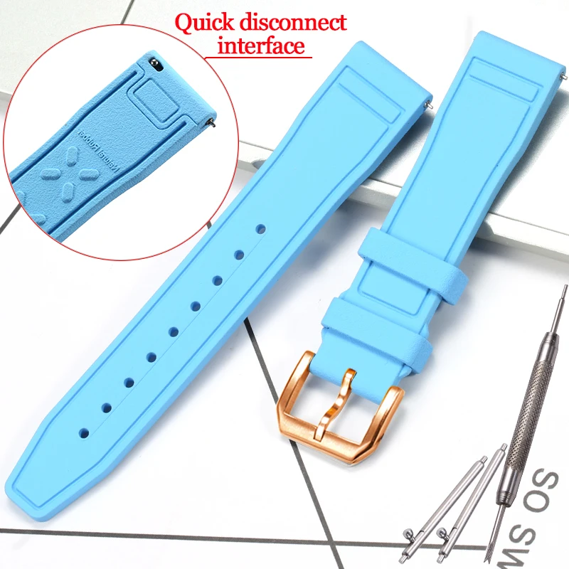 thumbnail image 1 of Correa de caucho fluorado para reloj de repuesto IWC Pilot para hombre, 20, 21 y 22 mm, resistente al agua, con hebilla deportiva, accesorios para reloj, 1 of 5